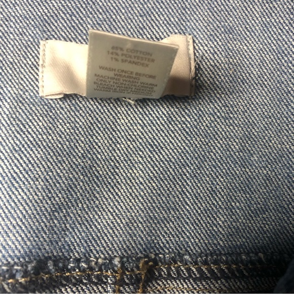 LOFT Medium Wash Three Quarter Sleeve Cropped Jean Jacket Medium Blue - Picture 5 of 7